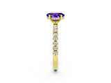 Yellow gold Oval Cut Tanzanite Solitaire Ring with Round  Pavé Band and Four-Prong Setting_38