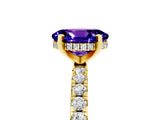 Yellow gold Oval Cut Tanzanite Solitaire Ring with Round  Pavé Band and Four-Prong Setting_41