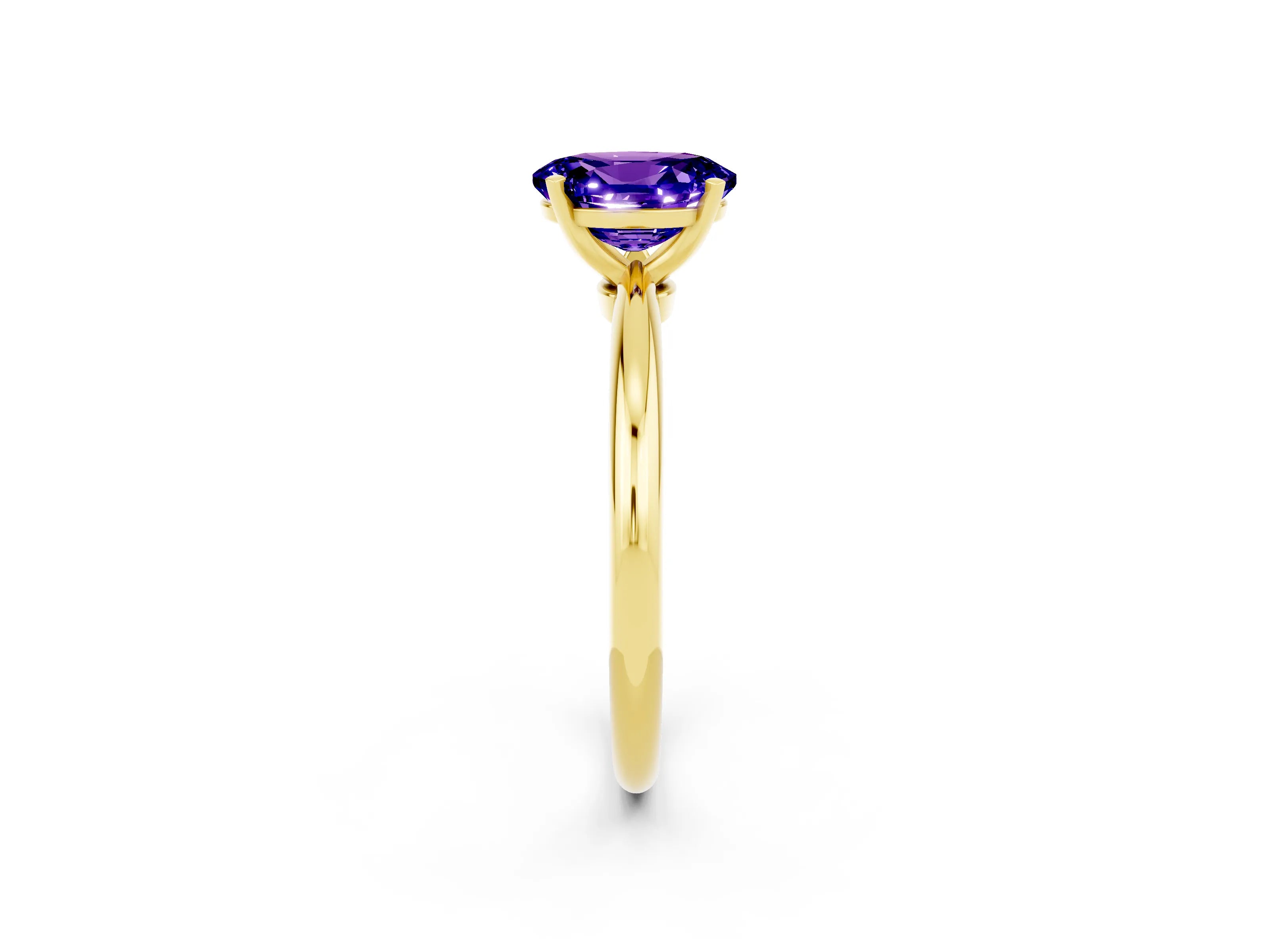 Yellow gold Oval Cut Tanzanite Solitaire Ring with Six-Prong Setting and Classic Band_2