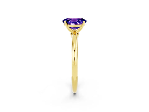 Yellow gold Oval Cut Tanzanite Solitaire Ring with Six-Prong Setting and Classic Band_2