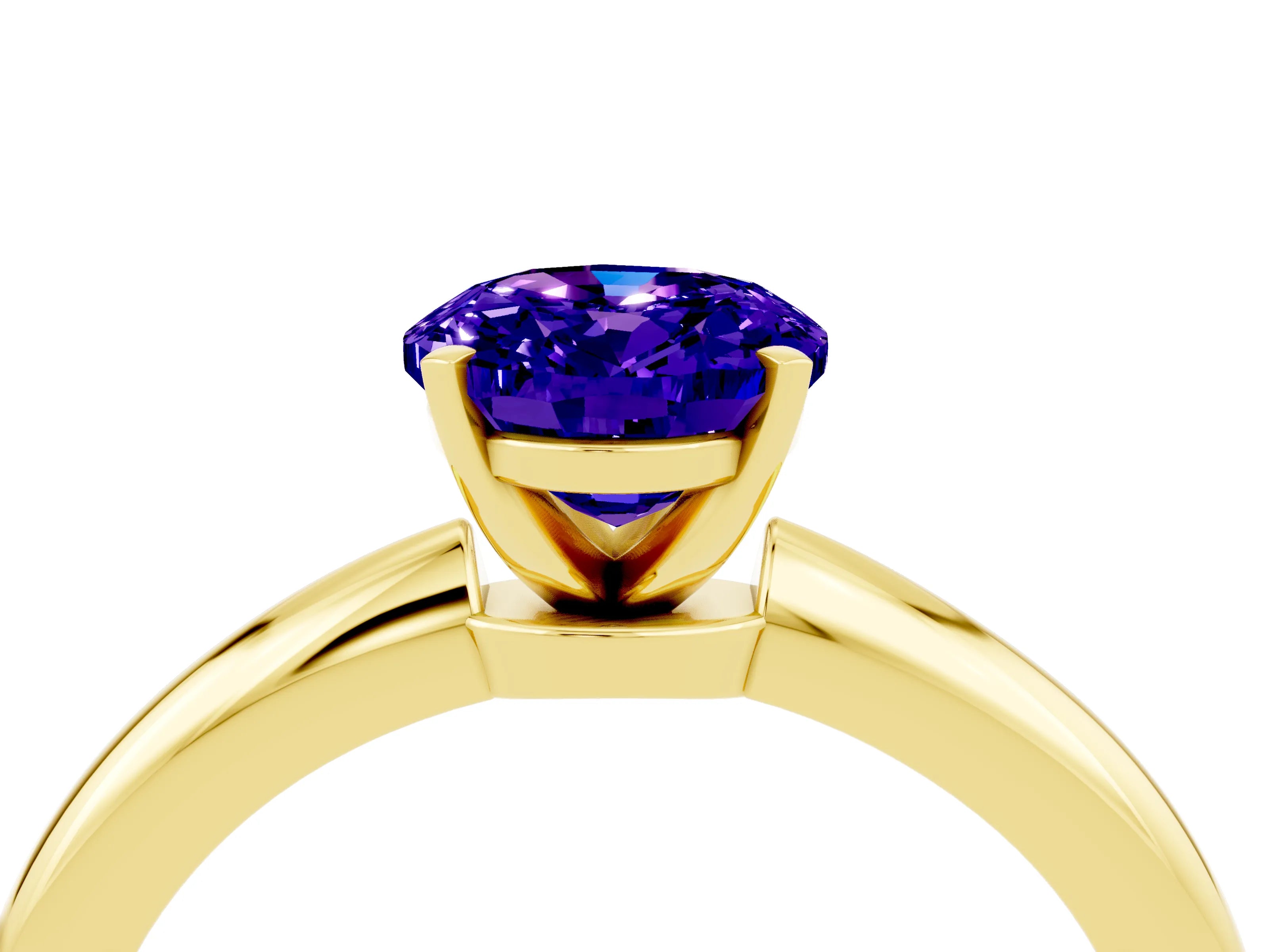 Yellow gold Oval Cut Tanzanite Solitaire Ring with Six-Prong Setting and Classic Band_4