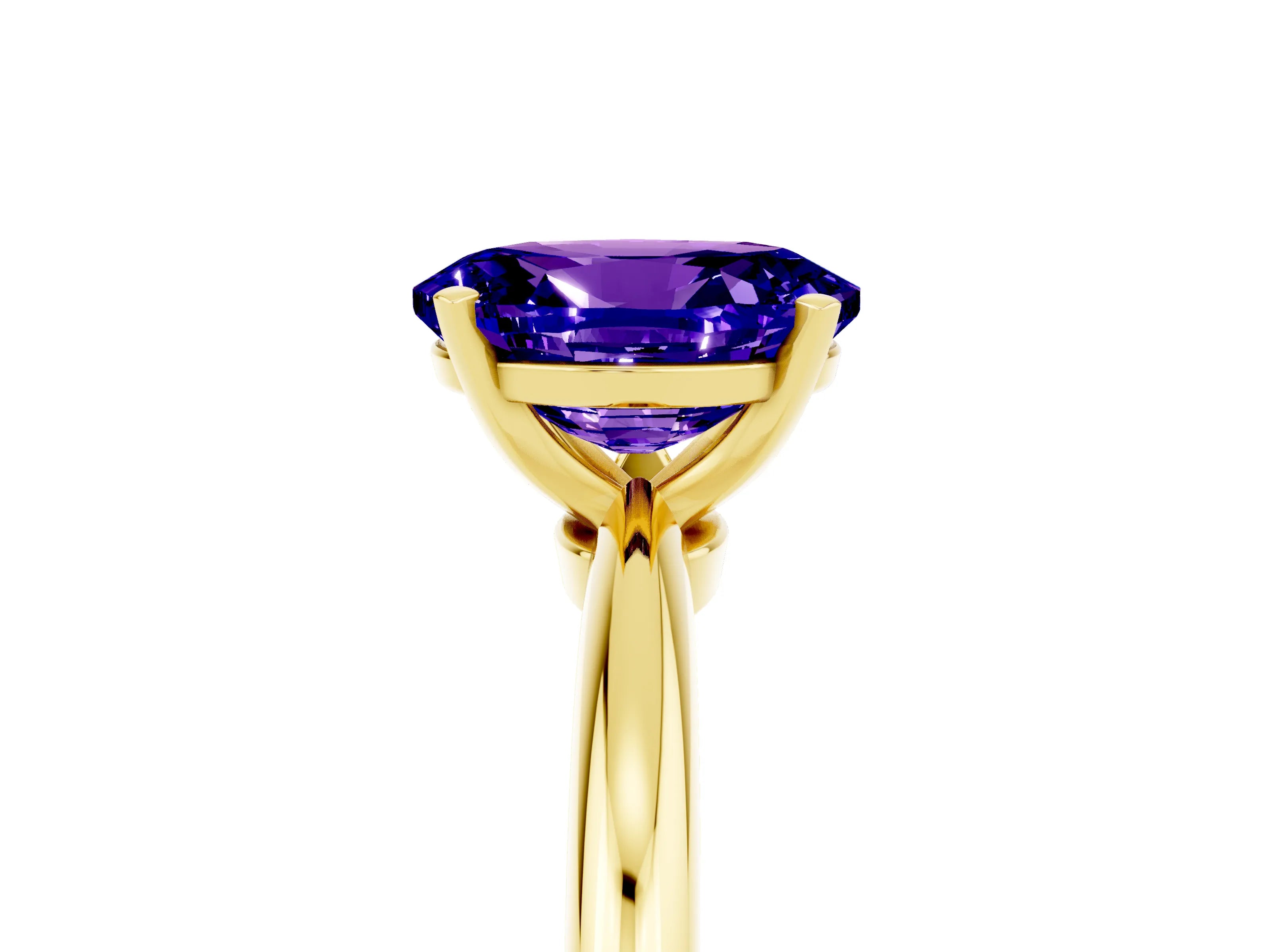 Yellow gold Oval Cut Tanzanite Solitaire Ring with Six-Prong Setting and Classic Band_5