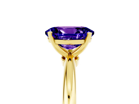 Yellow gold Oval Cut Tanzanite Solitaire Ring with Six-Prong Setting and Classic Band_5