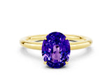 Yellow gold Oval Cut Tanzanite Solitaire Ring with Thin Band and Four-Prong Setting_12