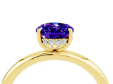 Yellow gold Oval Cut Tanzanite Solitaire Ring with Thin Band and Four-Prong Setting_16