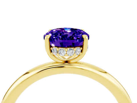 Yellow gold Oval Cut Tanzanite Solitaire Ring with Thin Band and Four-Prong Setting_16