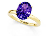 Yellow gold Oval Cut Tanzanite Solitaire Ring with Thin Band and Prong Setting_13