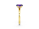 Yellow gold Oval Cut Tanzanite Solitaire Ring with Thin Band and Prong Setting_14