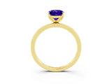 Yellow gold Oval Cut Tanzanite Solitaire Ring with Thin Band and Prong Setting_15
