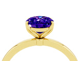 Yellow gold Oval Cut Tanzanite Solitaire Ring with Thin Band and Prong Setting_16