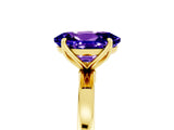 Yellow gold Oval Cut Tanzanite Solitaire Ring with Thin Band and Prong Setting_17
