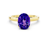 Yellow gold Oval Cut Tanzanite Solitaire Ring with Thin Band and Prong Setting_24