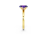 Yellow gold Oval Cut Tanzanite Solitaire Ring with Thin Band and Prong Setting_26
