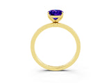Yellow gold Oval Cut Tanzanite Solitaire Ring with Thin Band and Prong Setting_27