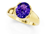 Yellow gold Oval Cut Tanzanite Solitaire Ring with Wide Band and Prong Setting_1
