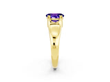 Yellow gold Oval Cut Tanzanite Solitaire Ring with Wide Band and Prong Setting_2