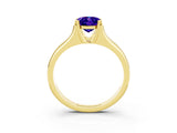 Yellow gold Oval Cut Tanzanite Solitaire Ring with Wide Band and Prong Setting_3