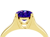 Yellow gold Oval Cut Tanzanite Solitaire Ring with Wide Band and Prong Setting_4