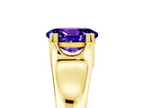 Yellow gold Oval Cut Tanzanite Solitaire Ring with Wide Band and Prong Setting_5