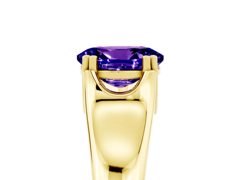 Yellow gold Oval Cut Tanzanite Solitaire Ring with Wide Band and Prong Setting_5