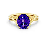 Yellow gold Oval Cut Tanzanite Solitaire Twist Band Prong Setting Ring_36
