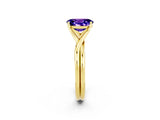Yellow gold Oval Cut Tanzanite Solitaire Twist Band Prong Setting Ring_38