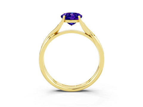 Yellow gold Oval Cut Tanzanite Solitaire Twist Band Prong Setting Ring_39