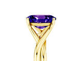 Yellow gold Oval Cut Tanzanite Solitaire Twist Band Prong Setting Ring_41