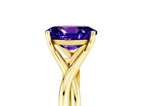 Yellow gold Oval Cut Tanzanite Solitaire Twist Band Prong Setting Ring_41