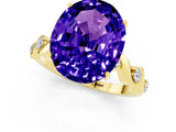 Yellow gold Oval Cut Tanzanite Solitaire Twisted Band with Round  Accents and Prong Setting_13