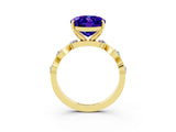 Yellow gold Oval Cut Tanzanite Solitaire Twisted Band with Round  Accents and Prong Setting_15