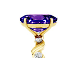 Yellow gold Oval Cut Tanzanite Solitaire Twisted Band with Round  Accents and Prong Setting_17