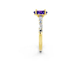 Yellow gold Oval Cut Tanzanite Solitaire with Side Baguettes and Channel Set Band_2