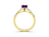 Yellow gold Oval Cut Tanzanite Solitaire with Side Baguettes and Channel Set Band_3