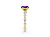 Yellow gold Oval Cut Tanzanite Solitaire with Side Stones, Pave Band, Four-Prong Setting_26