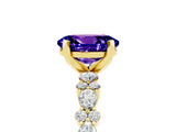 Yellow gold Oval Cut Tanzanite Solitaire with Side Stones, Pave Band, Four-Prong Setting_29