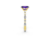 Yellow gold Oval Cut Tanzanite Solitaire with Side Stones on a Pavé Band and Four-Prong Setting_2