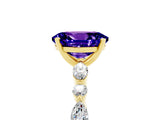 Yellow gold Oval Cut Tanzanite Solitaire with Side Stones on a Pavé Band and Four-Prong Setting_5