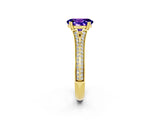 Yellow gold Oval Cut Tanzanite Split Shank Engagement Ring with Pavé Band_2