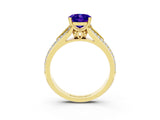 Yellow gold Oval Cut Tanzanite Split Shank Engagement Ring with Pavé Band_3