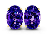 Yellow gold Oval Cut Tanzanite Stud Earrings_18