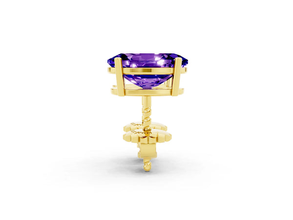 Yellow gold Oval Cut Tanzanite Stud Earrings