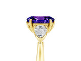 10K Yellow Gold Tanzanite Three-Stone Ring with Pear Side Stones and Prong Setting