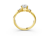 Yellow gold Oval Cut Three-Stone Channel Set Ring with Bar Prongs_75