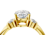 Yellow gold Oval Cut Three-Stone Channel Set Ring with Bar Prongs_76