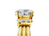 Yellow gold Oval Cut Three-Stone Channel Set Ring with Bar Prongs_77