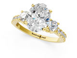 Yellow gold Oval Cut Three-Stone Diamond Pavé Band with Prong Setting_24