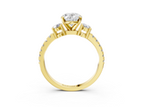 Yellow gold Oval Cut Three-Stone Diamond Pavé Band with Prong Setting_26