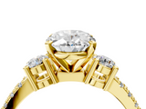 Yellow gold Oval Cut Three-Stone Diamond Pavé Band with Prong Setting_27