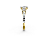 Yellow gold Oval Cut Three-Stone Diamond Pave Band with Prong Setting_107